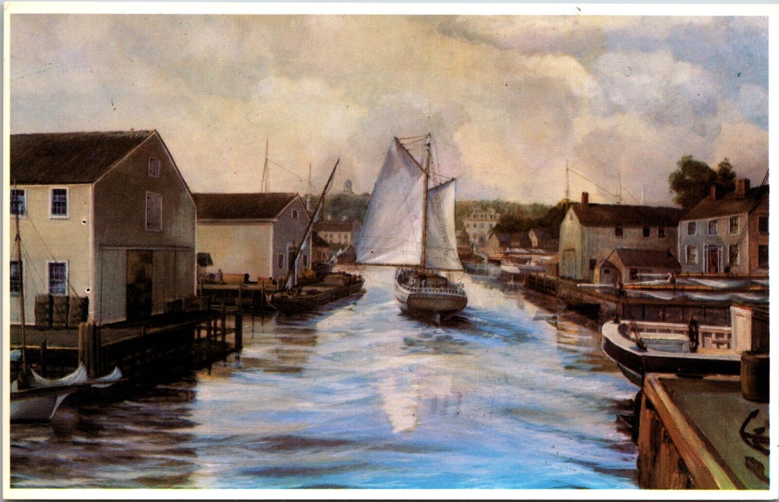 Puddle Dock Painted By Capt John F Rowe Portsmouth New Hampshire NH Postcard L63