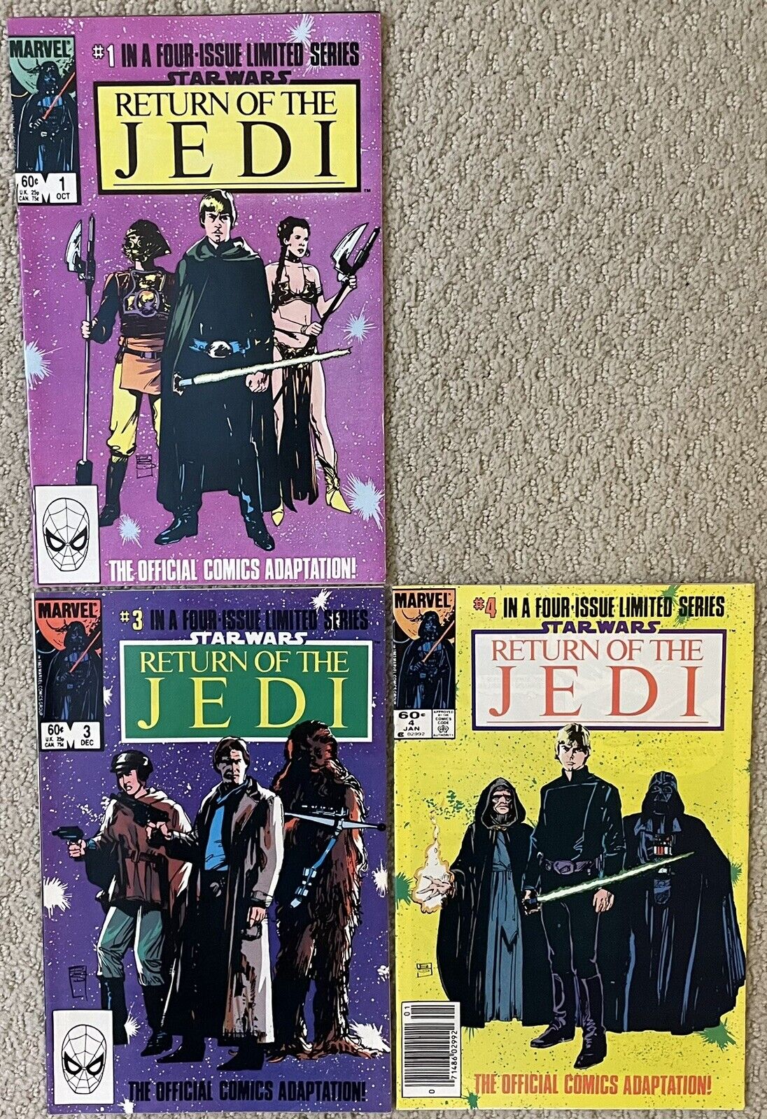 1983 Marvel Comics Return of the Jedi Limited Series Star Wars  #1,3,4