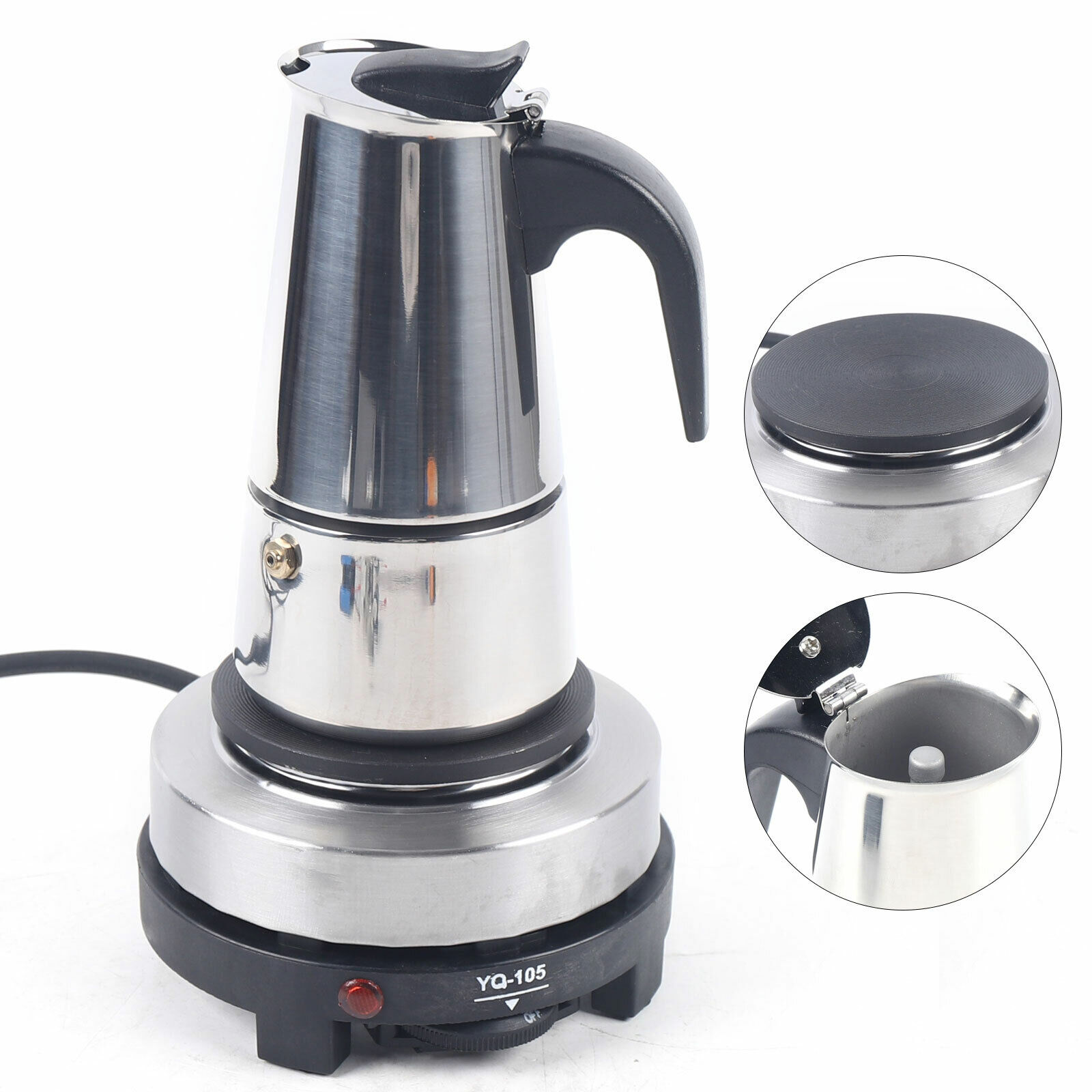 Stovetop Espresso Maker Stainless Steel Italian Coffee Machine Maker Moka Pot US