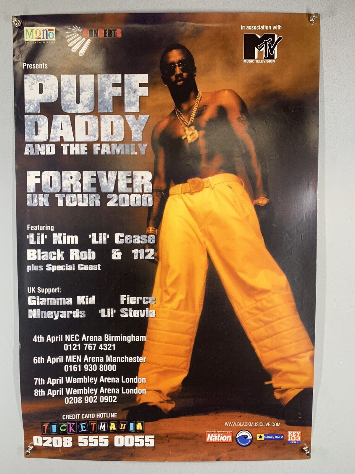 Puff Daddy and the Family P Diddy Poster Original Forever UK Tour April 2000