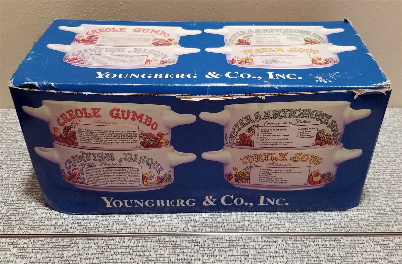 Vtg SET of 4 Youngberg & Co 16 oz GUMBO Soup BOWLS w/ Box NOS