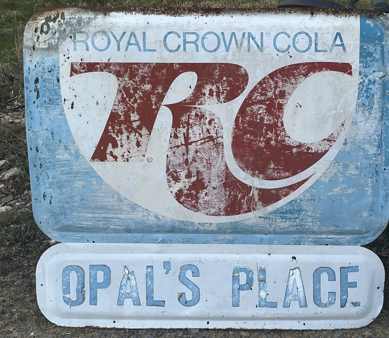 VTG 1960s ROYAL CROWN RC COLA METAL SIGN LARGE HEAVY 43 5/8in. x 48in.