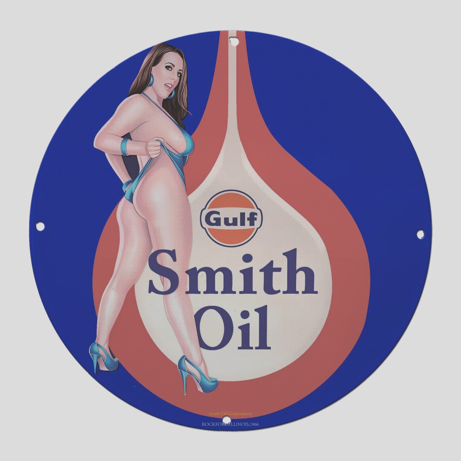 VINTAGE GULF SMITH OIL 1966 OIL PORCELAIN  GAS PUMP  SIGN