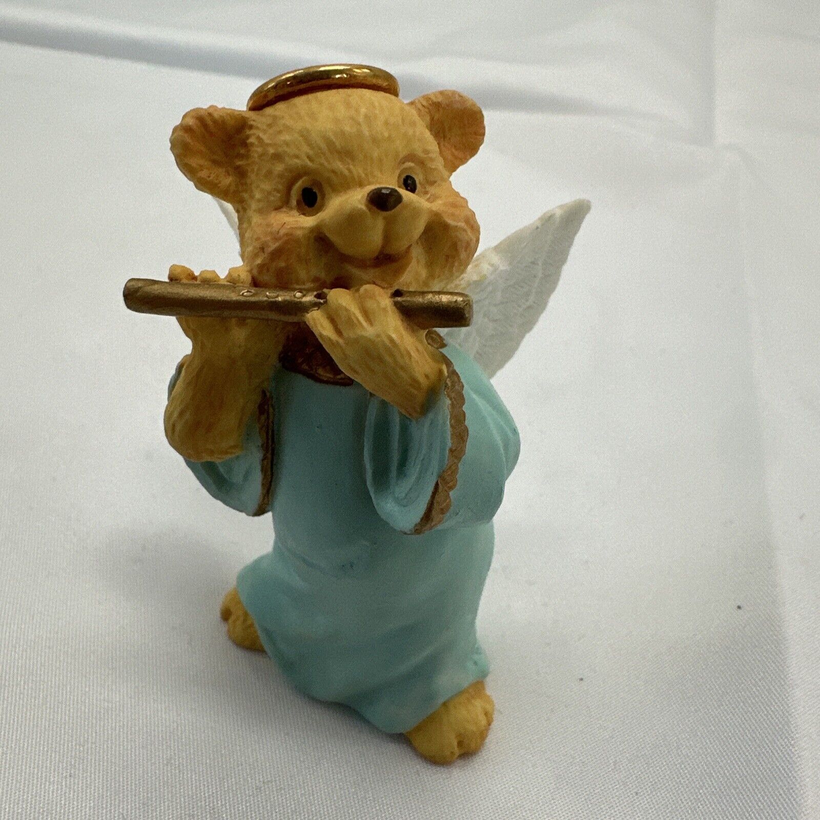 Vintage Angel Teddy Babies Mini Figurine Playing Flute