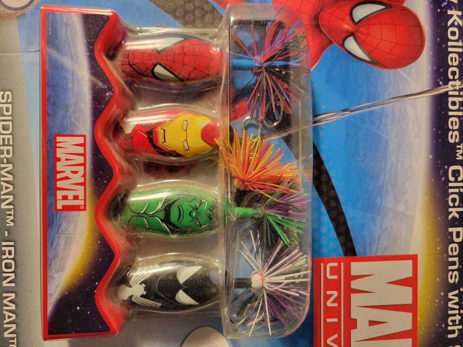 Kooky Kollectibles Marvel Universe Heroes 4 Pens Spider Man Hulk Iron Black New