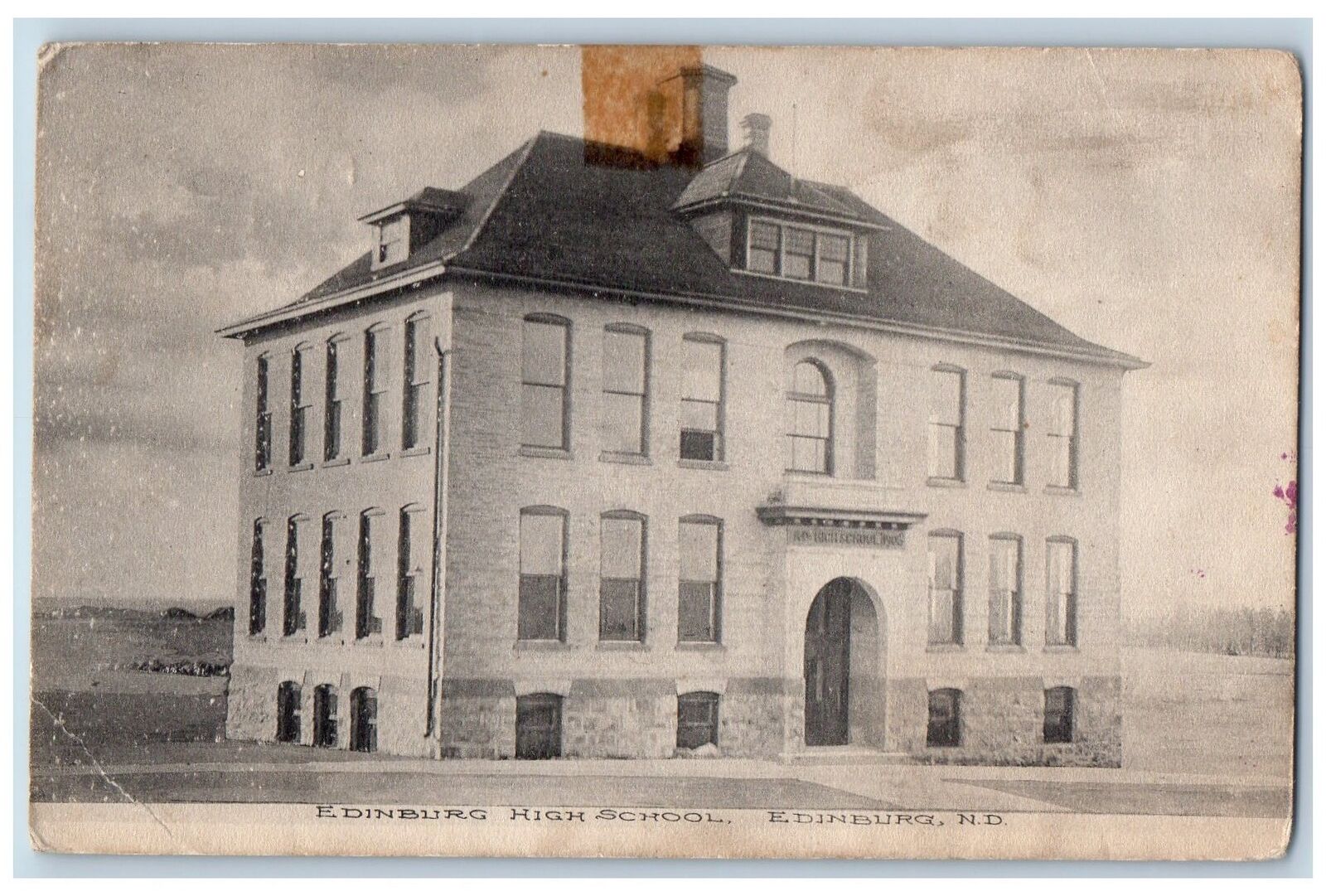 Edinburg North Dakota Postcard Edinburg High School Building Exterior 1912