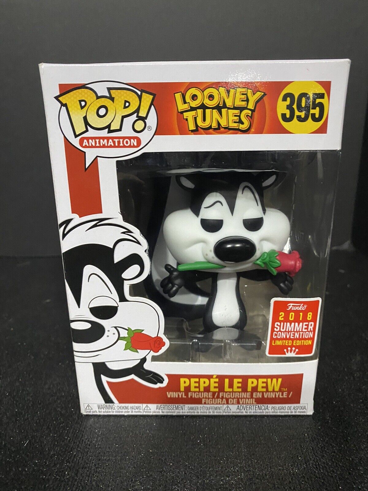 FUNKO POP  PEPE LE PEW 395 SUMMER CONVENTION 2018 BOX NOT MINT RARE A01