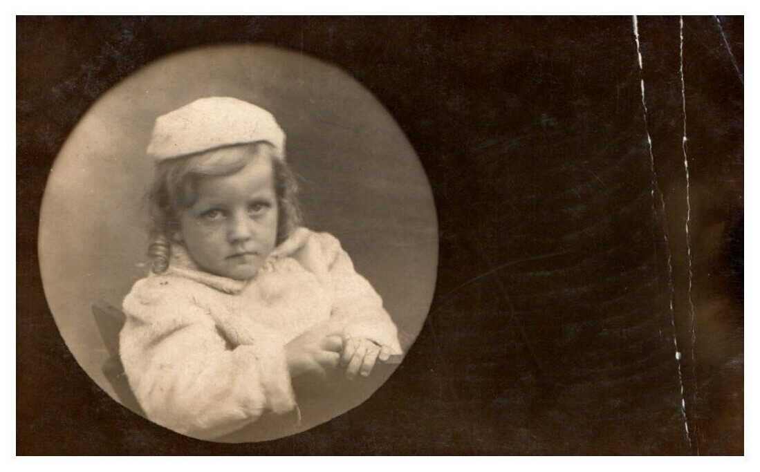 Vintage Real Picture Early 1900's Postcard Young Child With Hat RPPC U-37