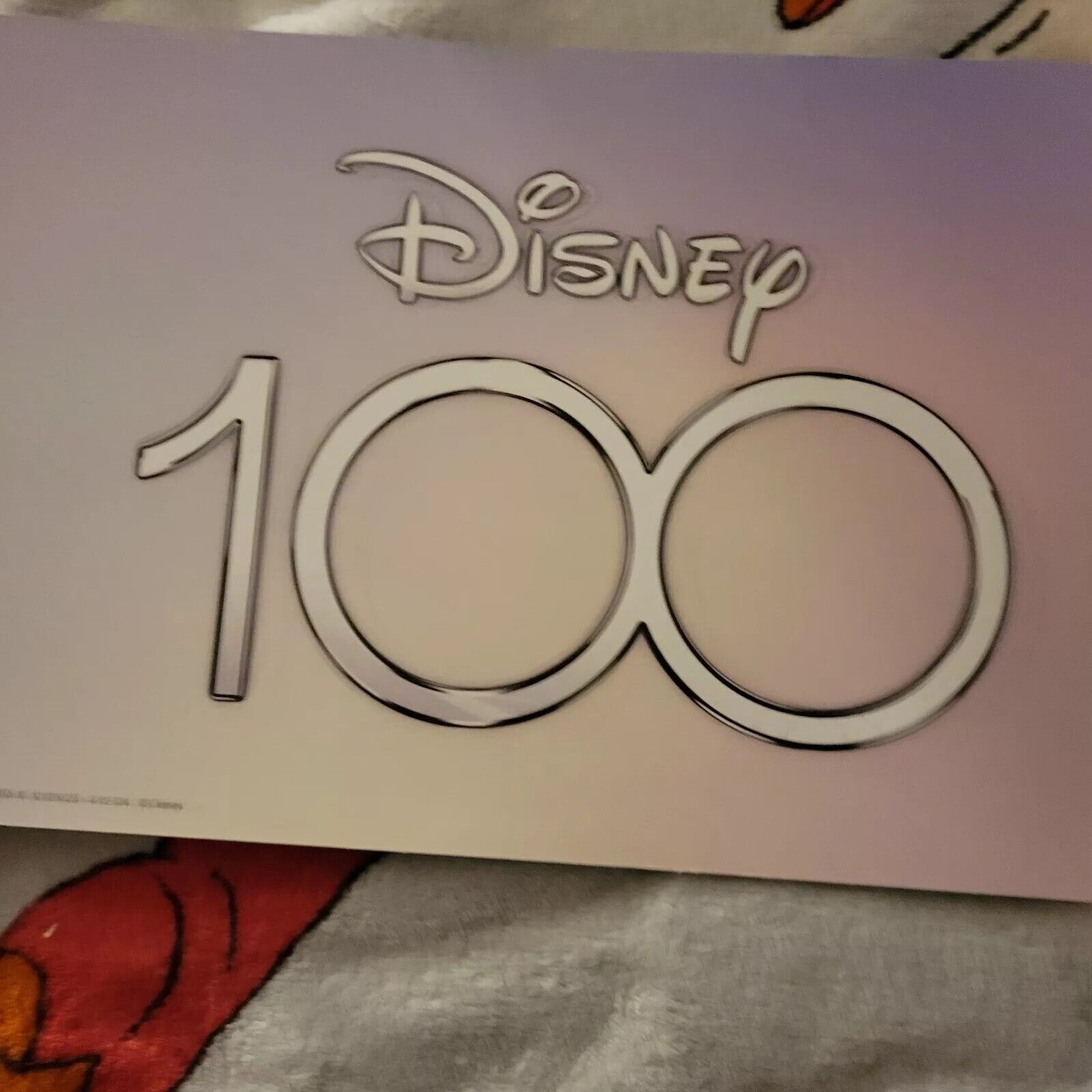 Disney 100 Promotional Sign Poster HUGE 29x10  Heavy Cardboard  Double Sided