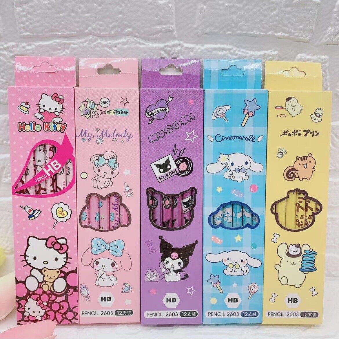 Sanrio Kawaii 60 Pencils Sets Hello Kitty/Kuromi/My Melody/Cinnamoroll/Pompom