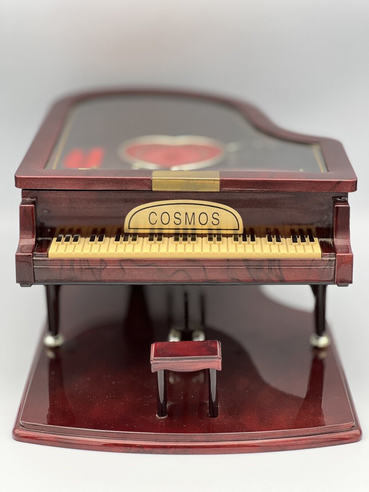 Vintage Grand Piano Jewelry Box Wind Up Chime & Magnet Dancer By Cosmos