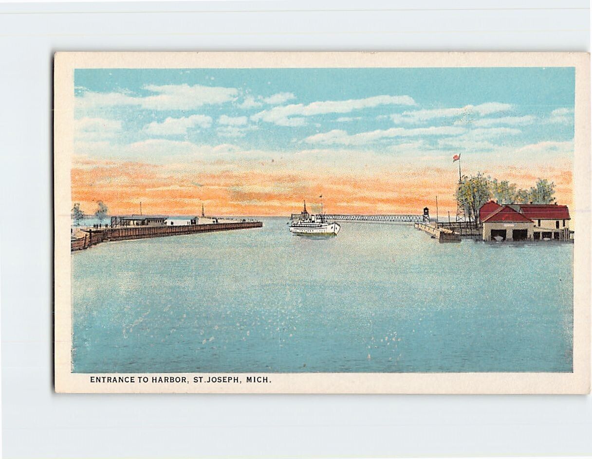 Postcard Entrance to Harbor St. Joseph Michigan USA