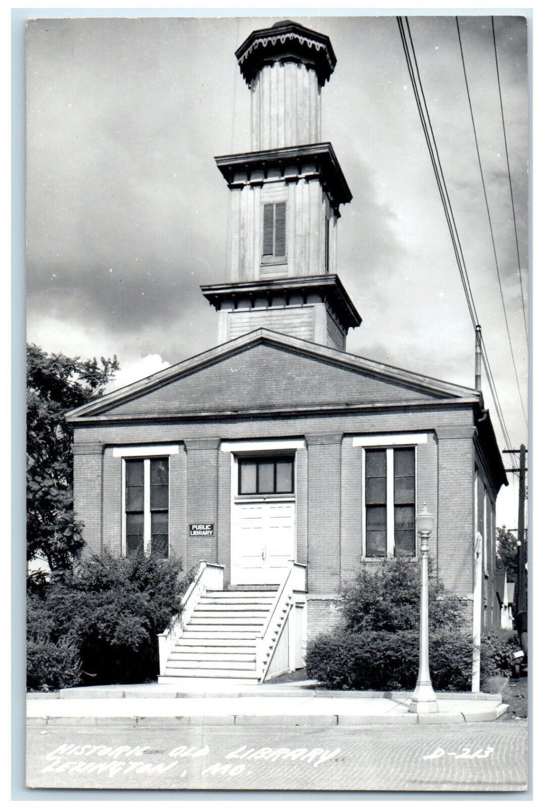 c1940's Historic Old Library Lexington Missouri MO RPPC Photo Vintage Postcard