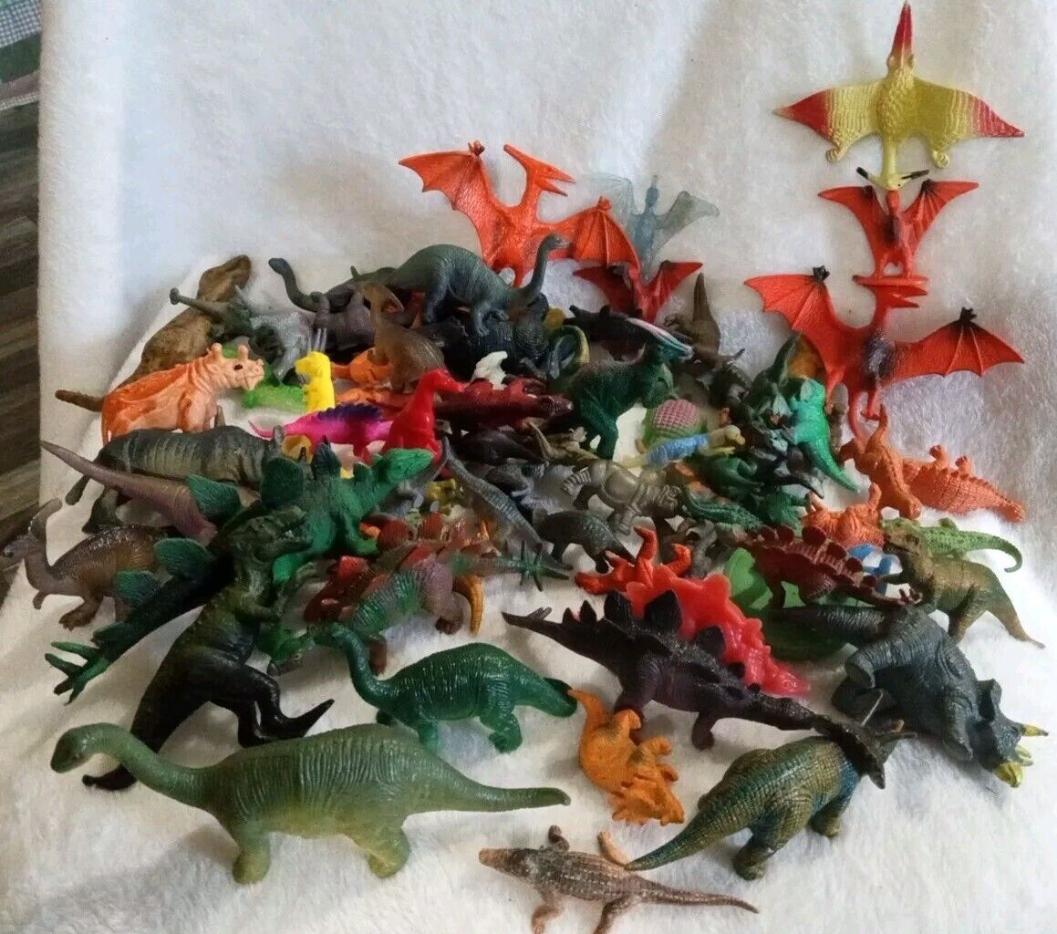 Vintage Dinosaur Lot Of (82), Mini's, Rubber, Plastic, Several Different Types