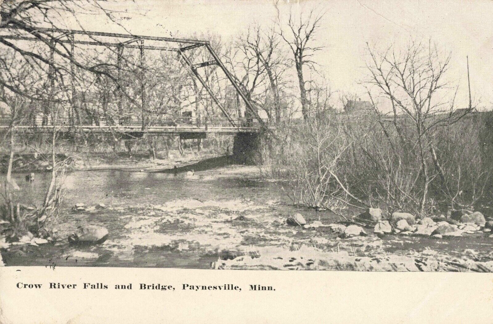 Crow River Falls & Bridge Paynesville Minnesota MN 1912 Postcard