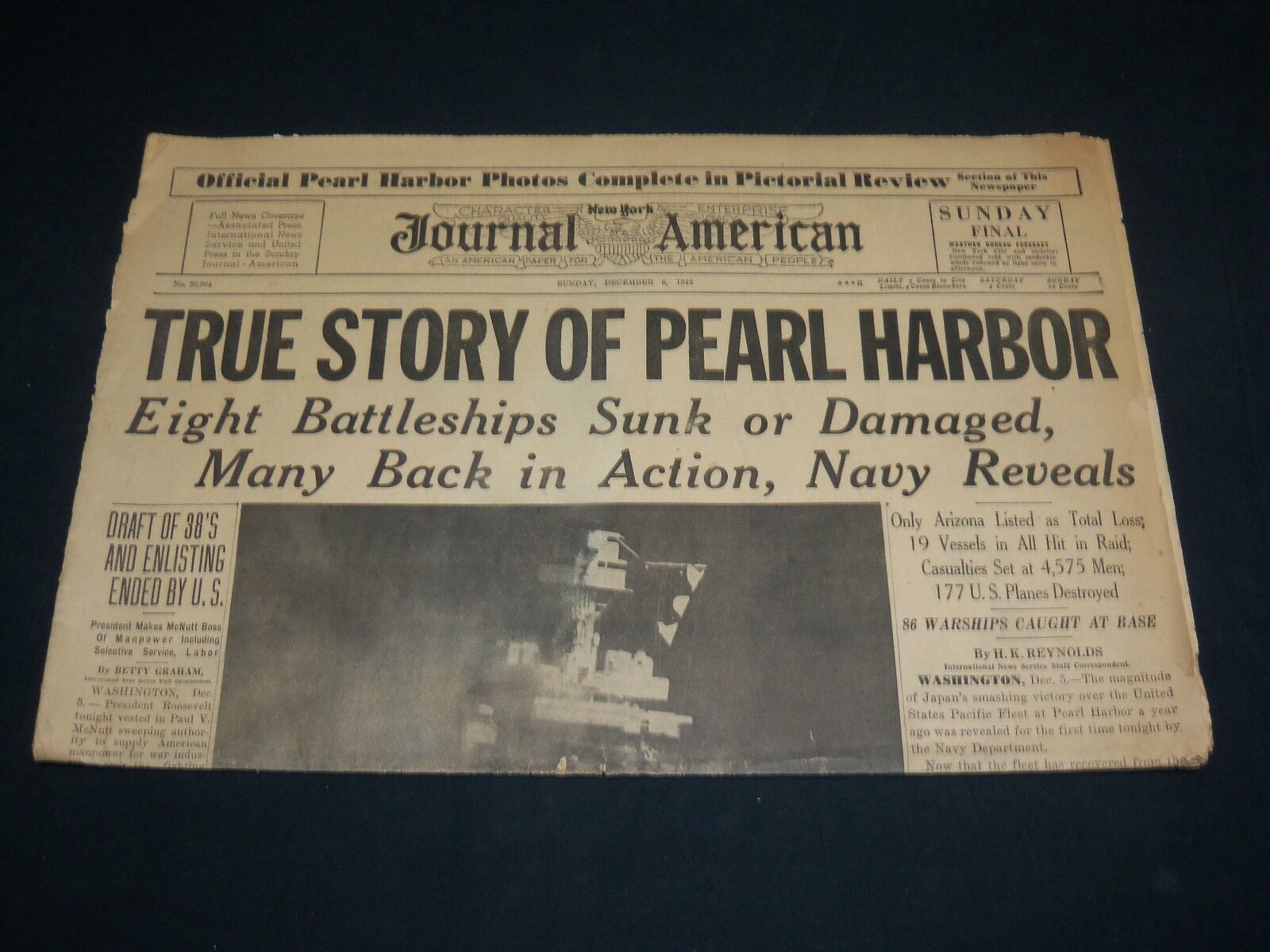 1942 DECEMBER 6 NEW YORK JOURNAL AMERICAN - TRUE STORY OF PEARL HARBOR - NP 5242