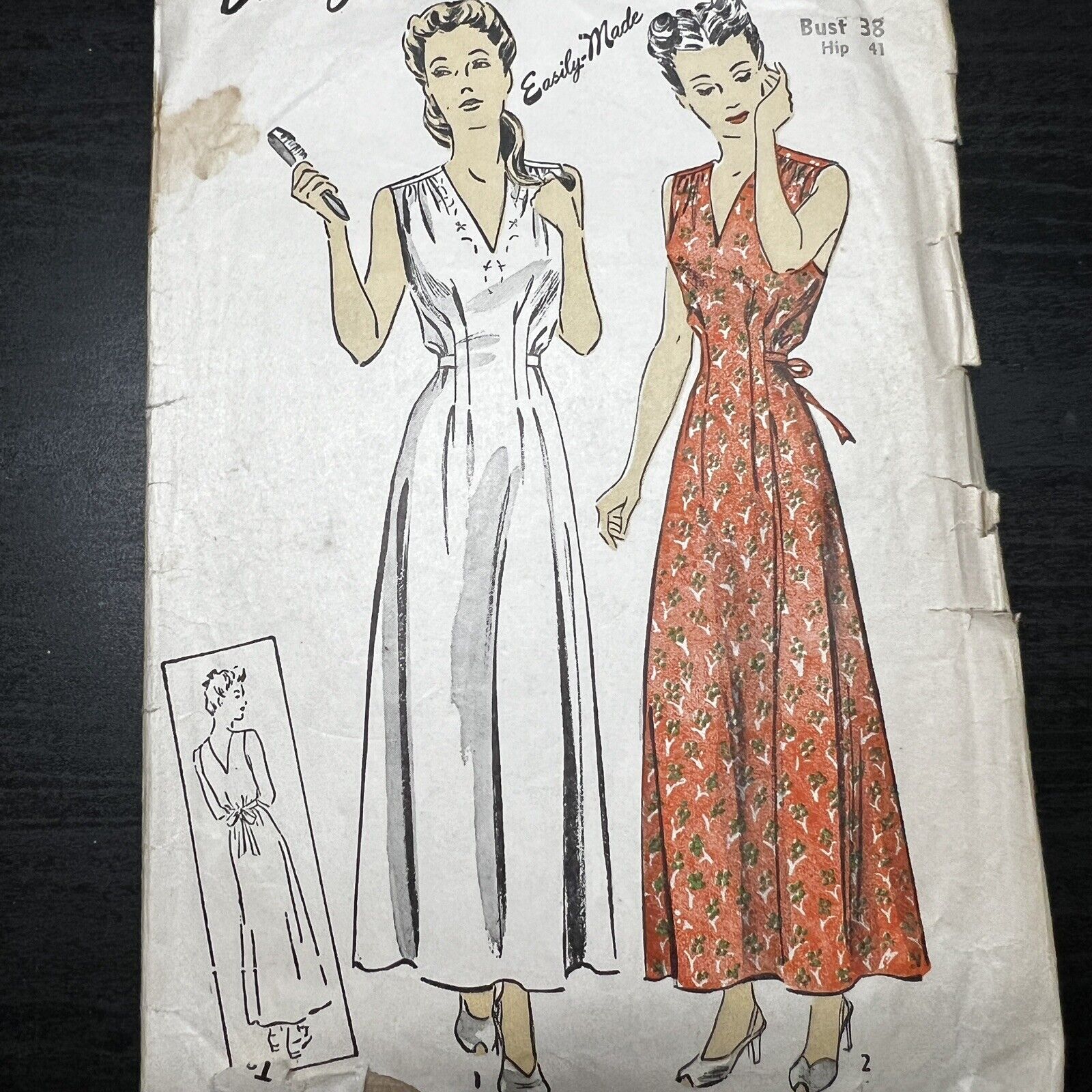 Vintage 1940s Du Barry 5575 Front Tuck Glam Nightgown Sewing Pattern 38 M/L USED