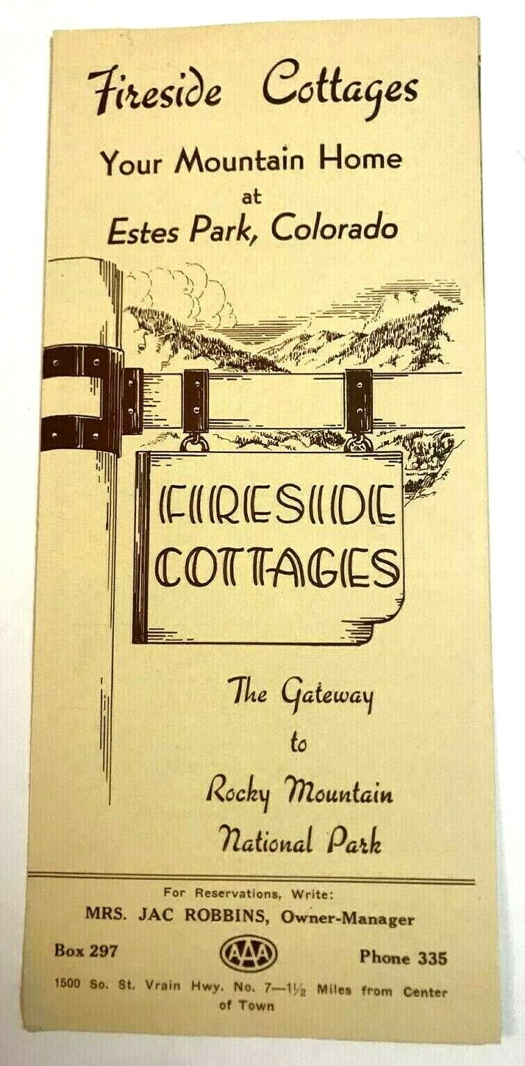 Vtg 1950s Fireside Cottages Advertising Brochure Rate Card Estes Park Colorado
