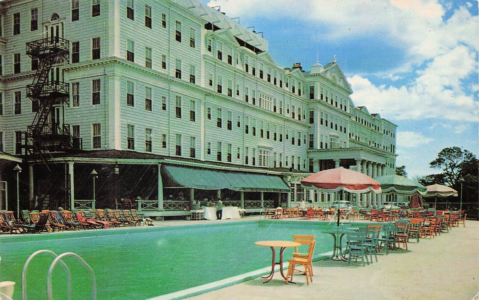 Griswold Hotel Groton CT Connecticut Pool View New London 1950s Vtg Postcard E26