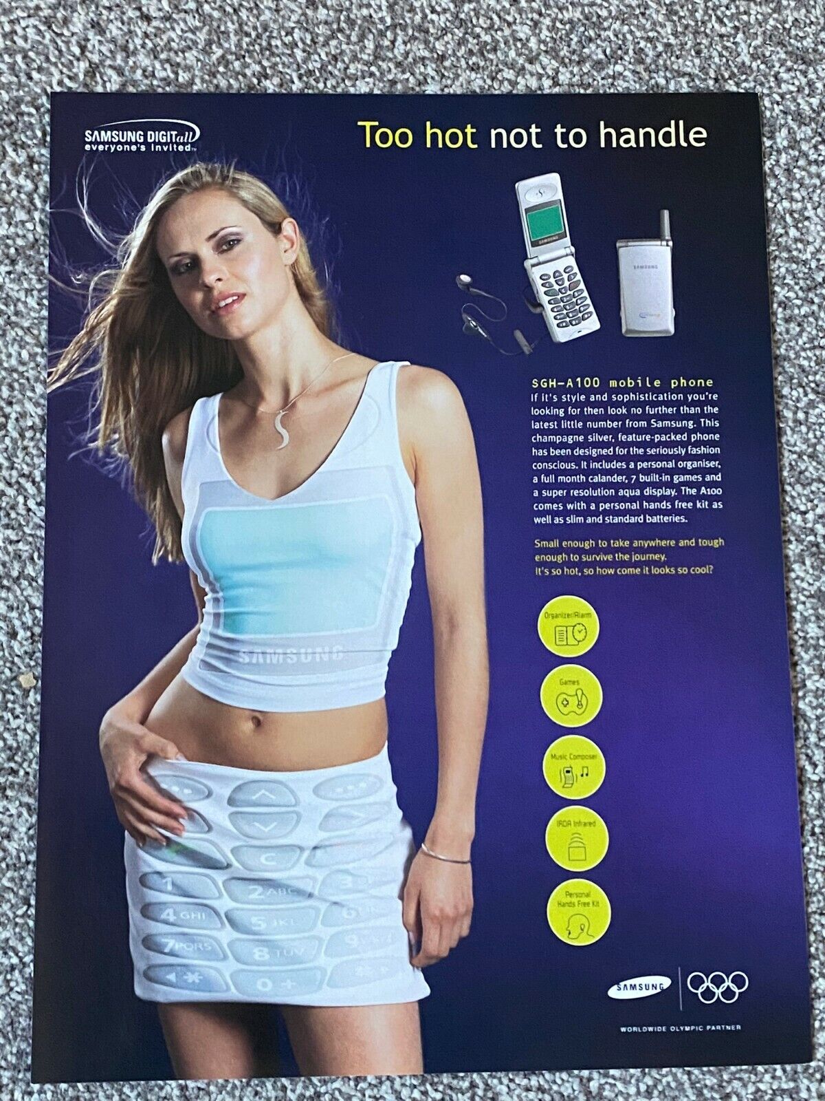 Vintage 2000\'s UK Magazine Advert Picture Samsung SGH-A100  Mobile Cell Phone Ad