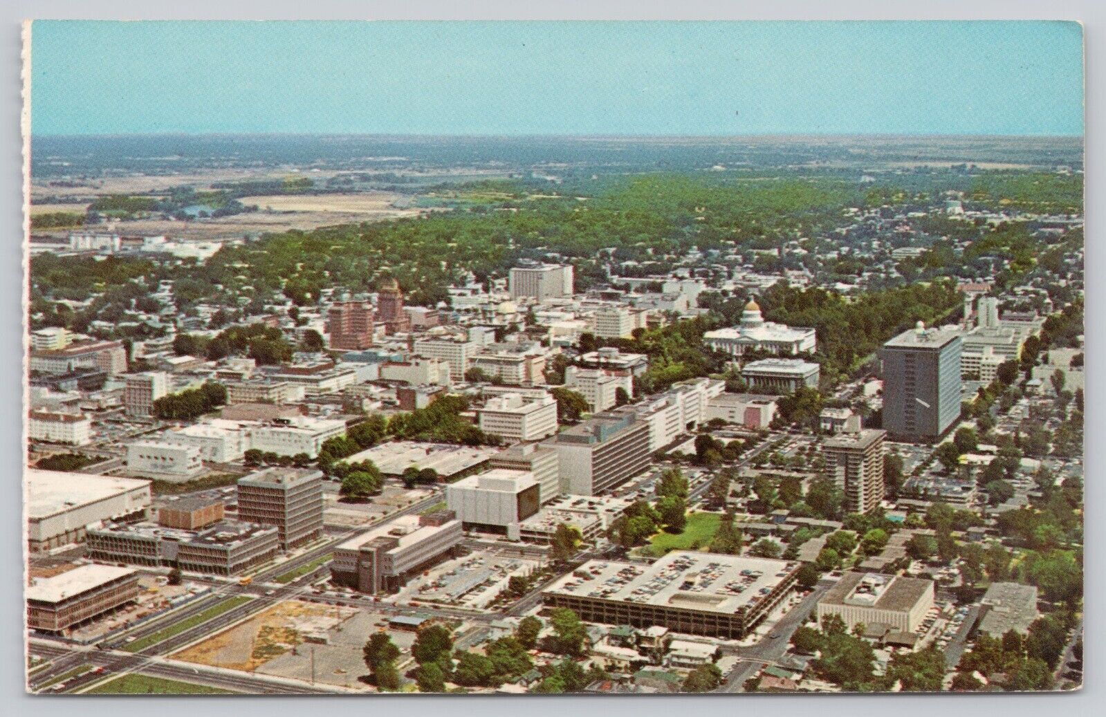 Sacramento California, Capital City Aerial View, Vintage Postcard