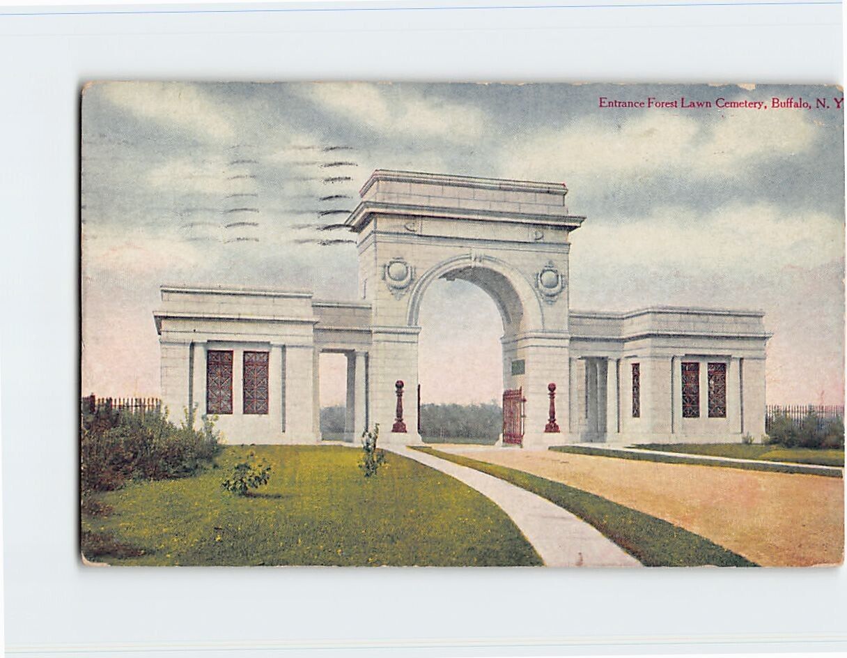 Postcard Entrance Forest Lawn Cemetery Buffalo New York USA