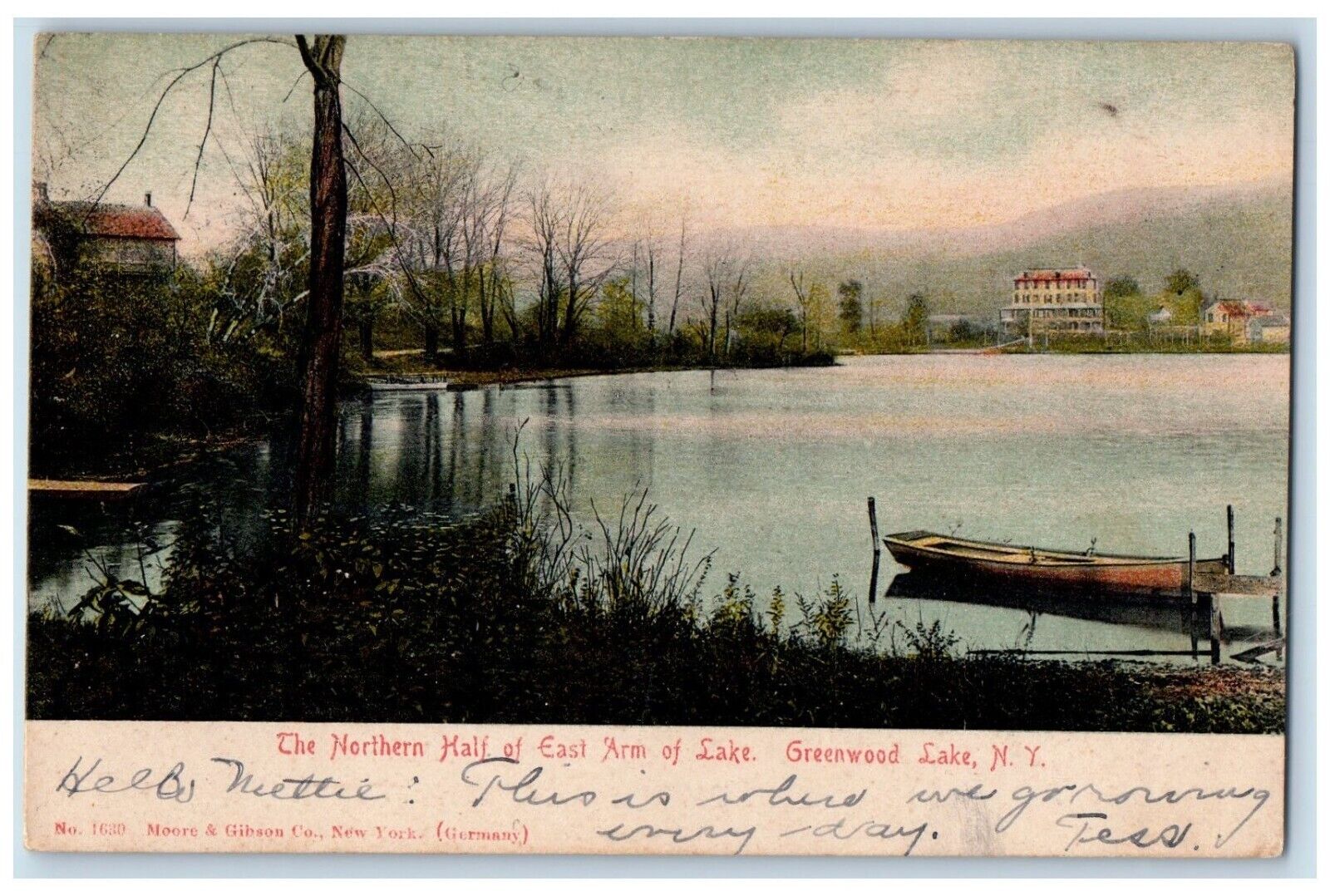 1906 Northern Half East Arm Lake Canoe Boat Greenwood Lake New York NY Postcard