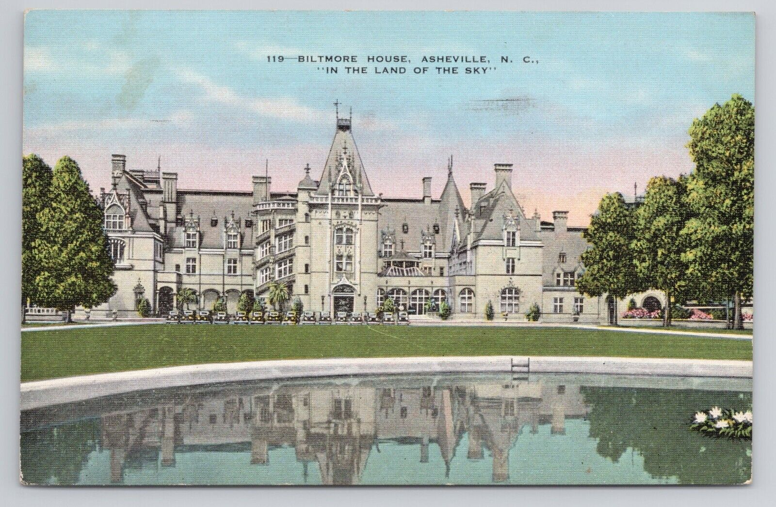 Biltmore House Asheville NC In The Land of the Sky Linen Postcard No 5628