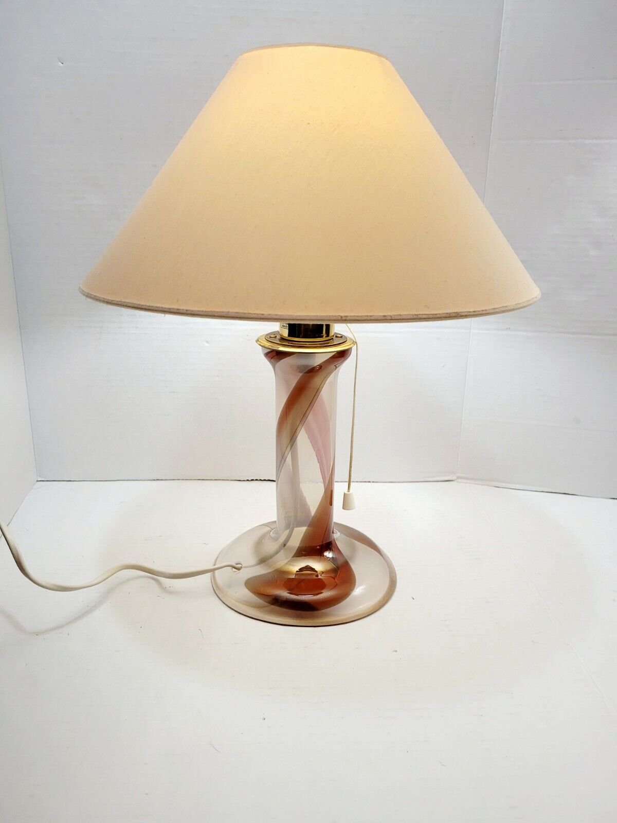 Rare STUDIO AHUS Sweden Signed 80s Hann Dreutler Art Glass Lamp vtg 