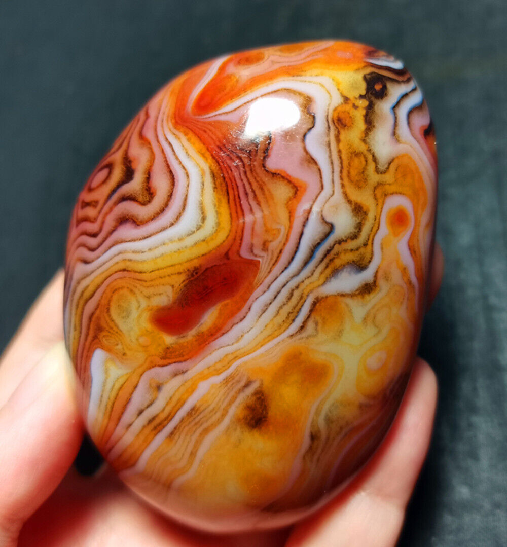 Top 177G Natural Polished Silk Banded Lace Agate Crystal Madagascar  YY728