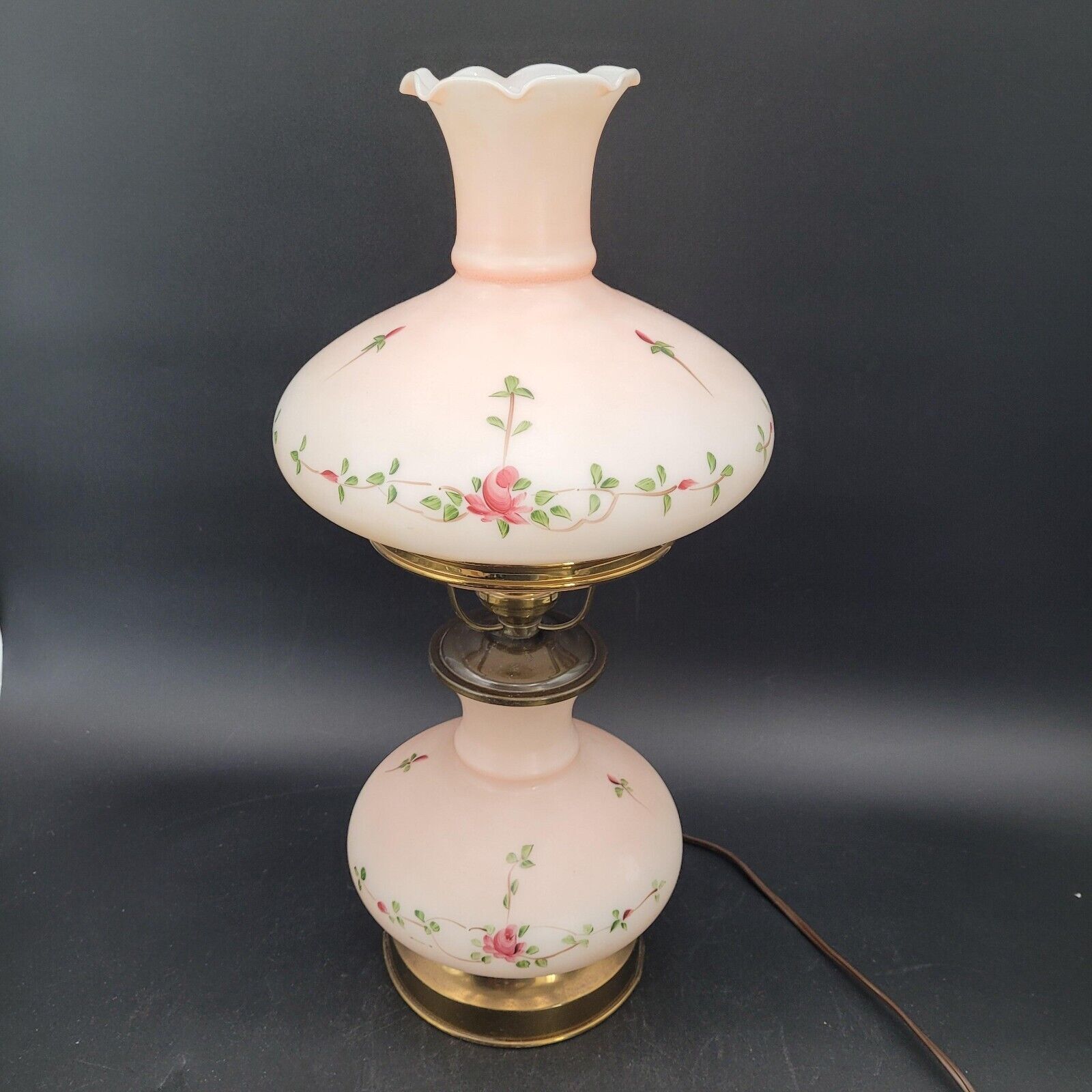 Beautiful Hand Painted Vintage Gone With The Wind Parlor Bedroom 3 Way Pink Lamp
