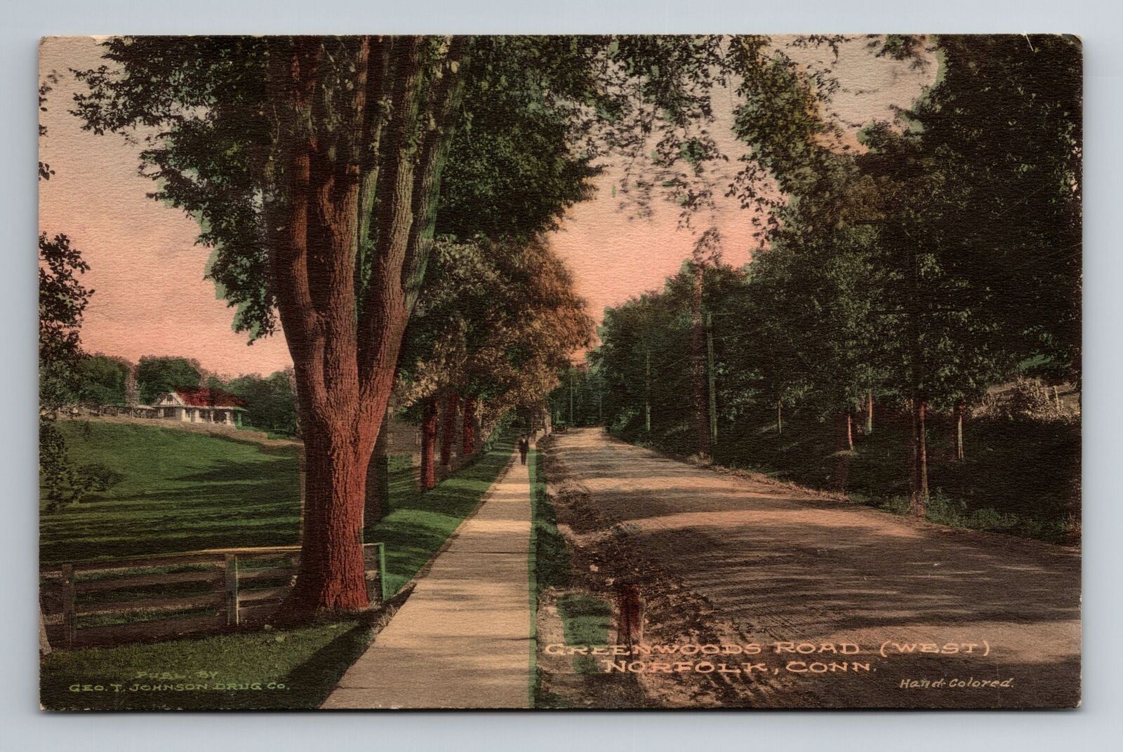 Norfolk CT-Connecticut, Greenwoods Road, Antique Vintage Souvenir Postcard