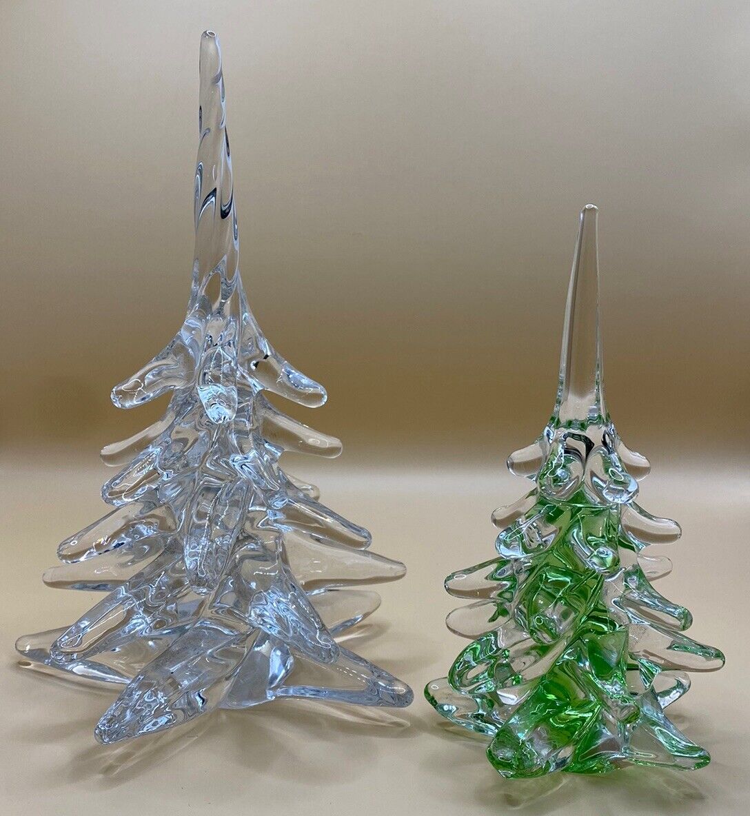 Signed FM Konstglas Ronneby Sweden Art Glass Christmas Trees