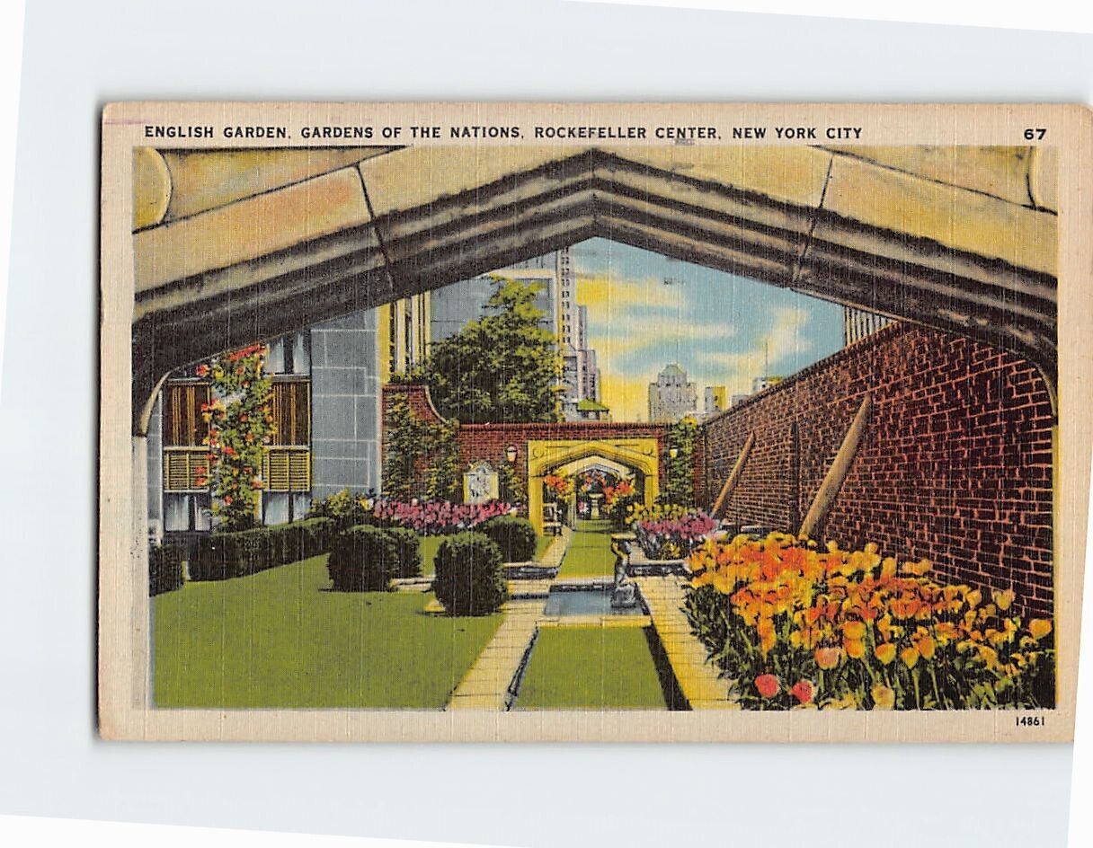 Postcard English Garden Rockefeller Center New York City New York USA