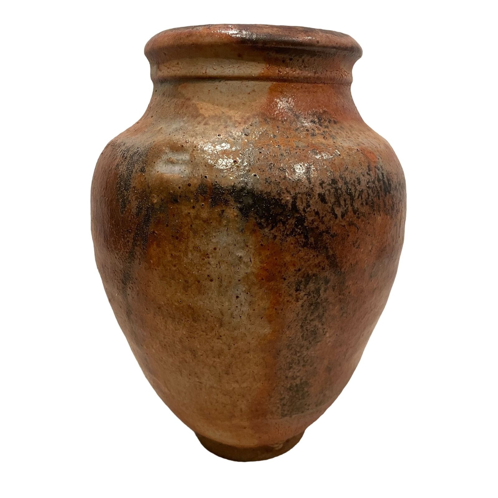 Vintage Rustic Primitive Hand Thrown Pottery Vase Brown 1999 Artist Signed
