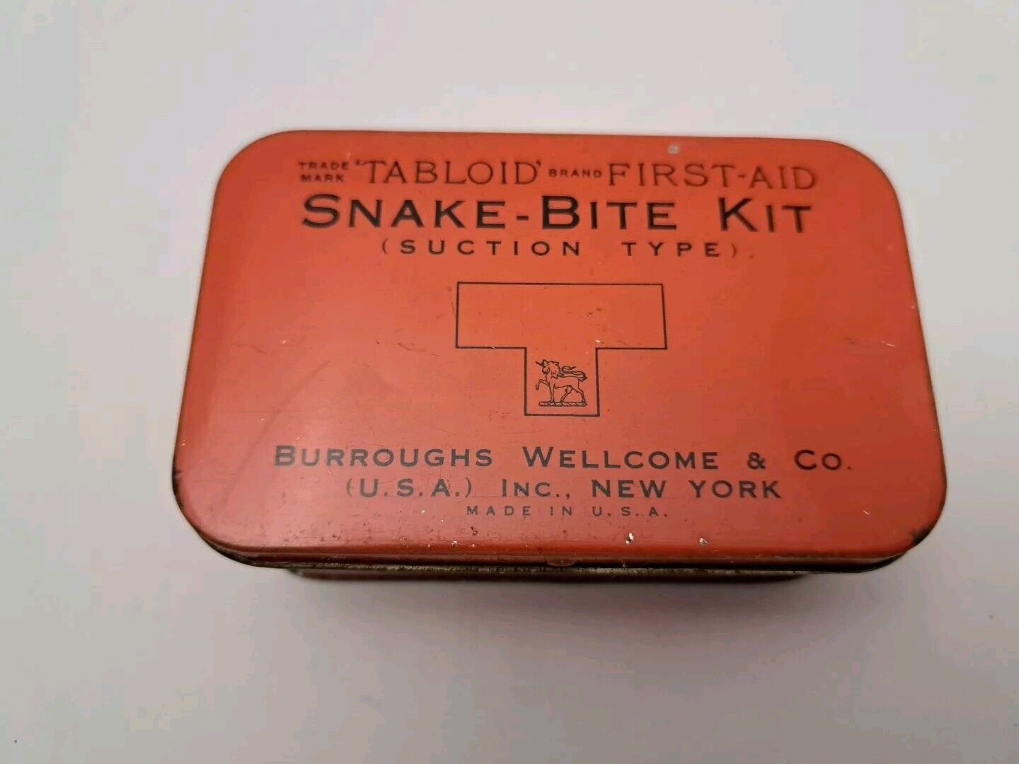 Vintage Tabloid Snake-Bite Kit Original First Aid Kit Great Graphics Tin ONLY