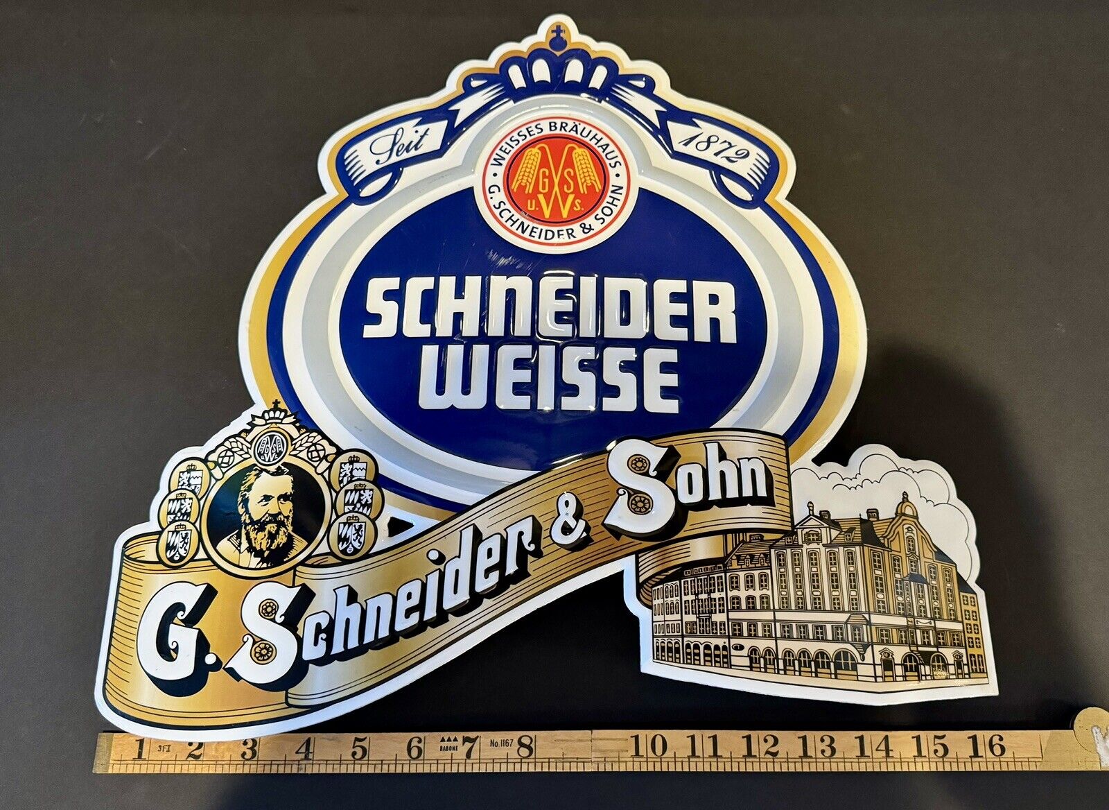 Vintage Schneider-Weisse Beer Brewery Promotional Metal Bar Sign. Excellent Cond