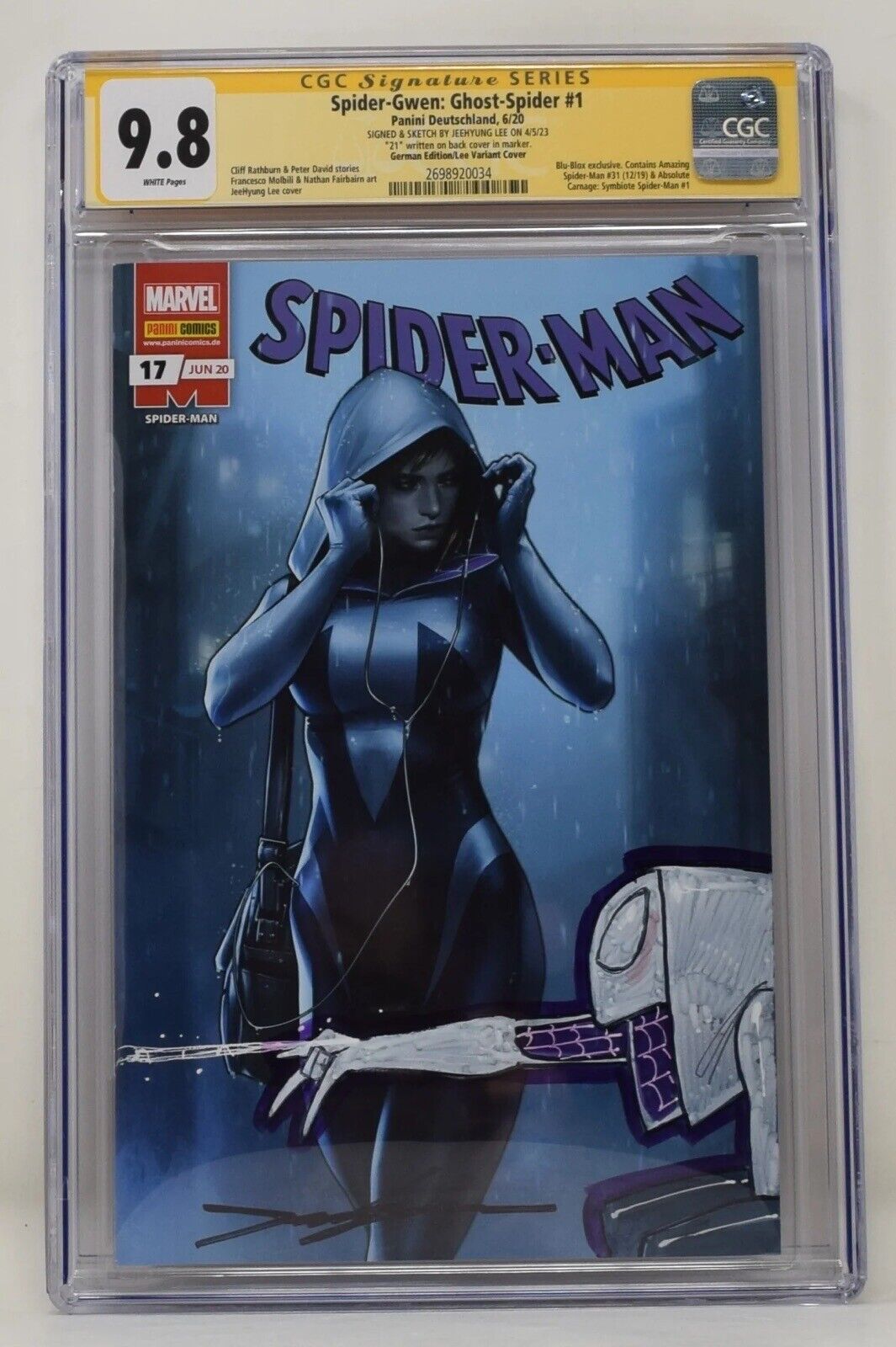 Spider-Gwen Ghost-Spider #1 REMARKED Jeehyung Lee CGC SS 9.8 Marvel 2020 1:100
