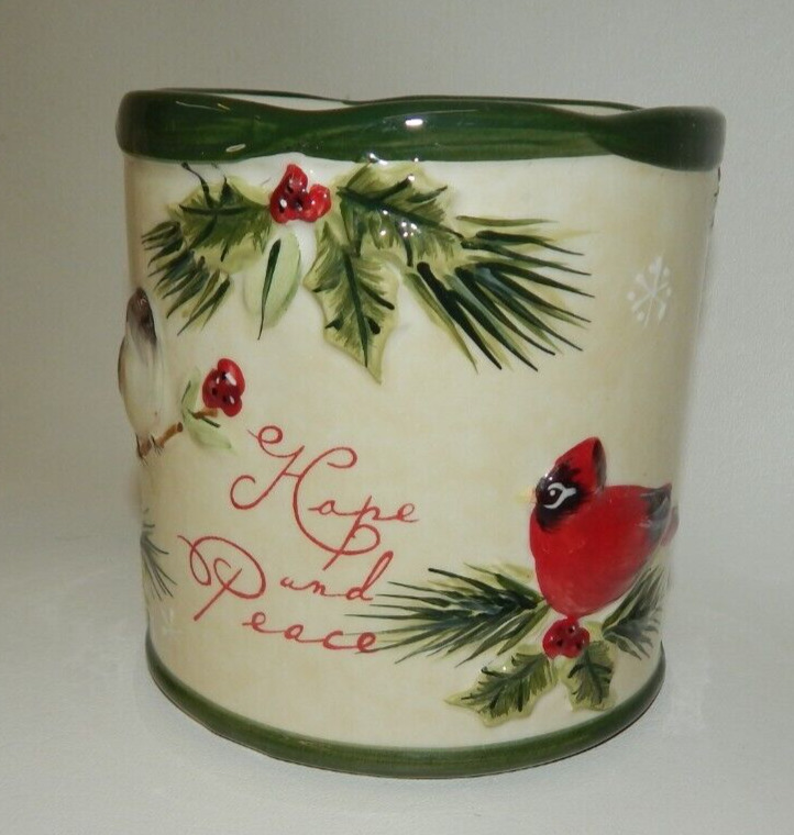 Large Yankee Candle Jar Holder - Christmas Cardinal Hope & Peace