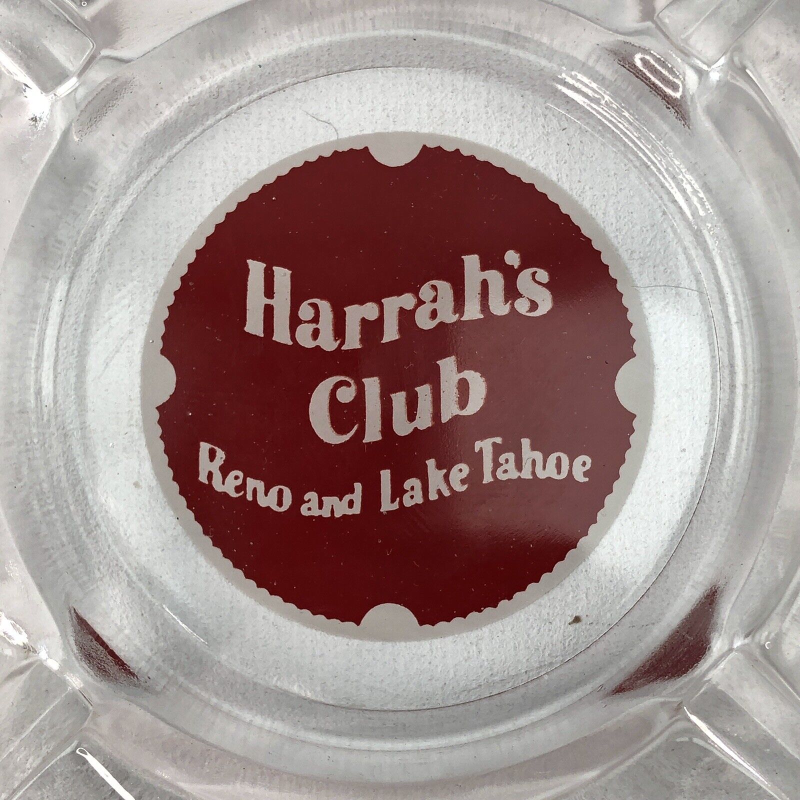 Vintage Clear Class Harrah\'s Club Reno and Lake Tahoe Ashtray- Clean