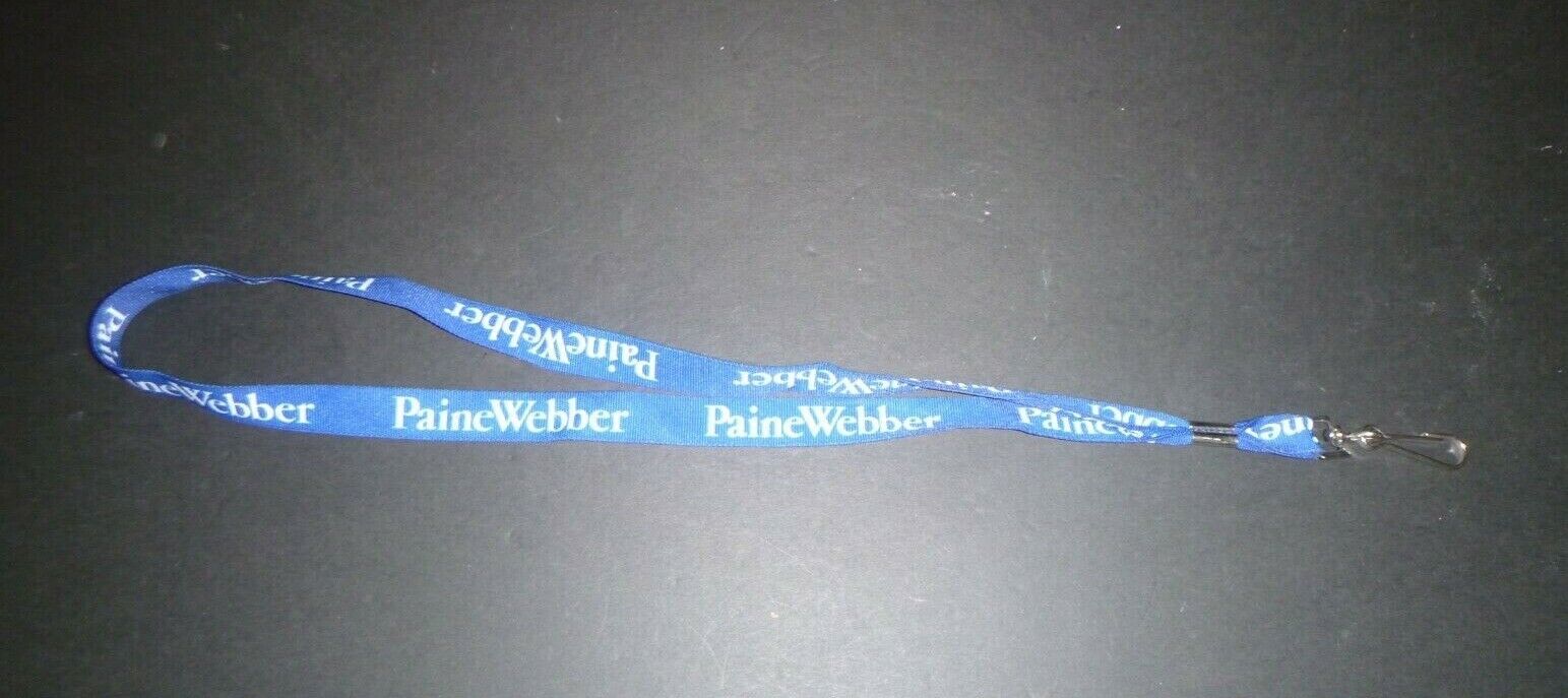 Vintage Paine Webber PaineWebber BLUE WHITE LANYARD Wall Street