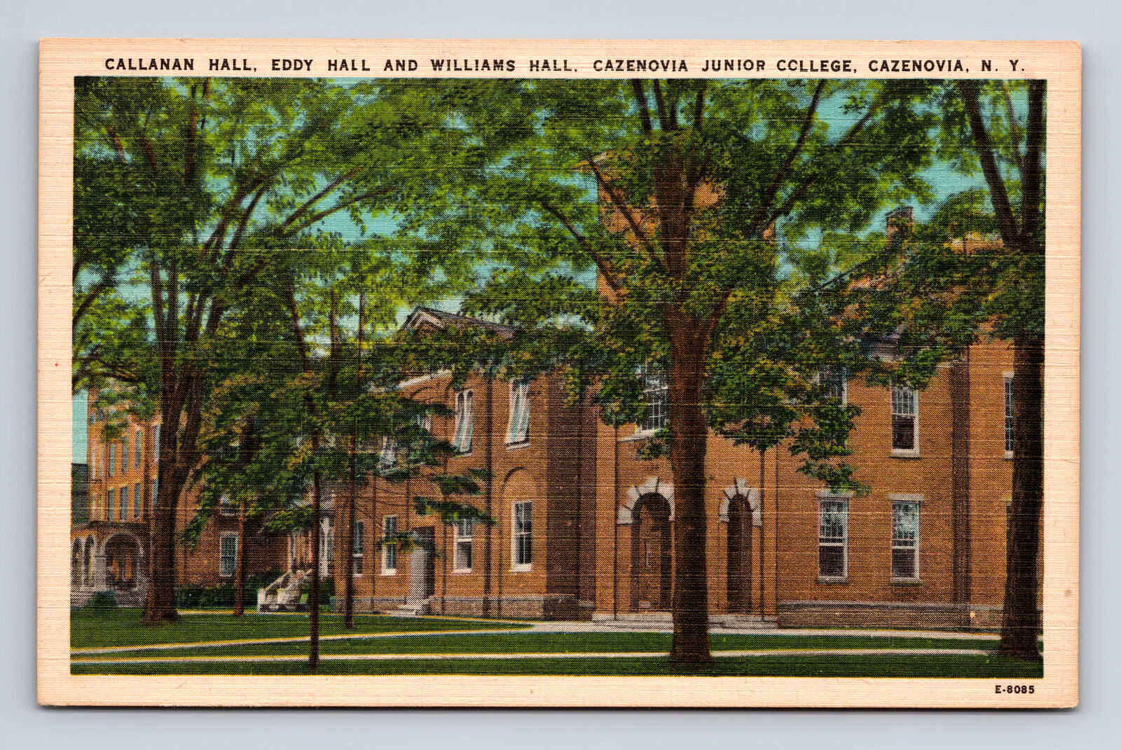 Linen Postcard Cazenovia Junior College Callahan Eddy Williams Hall NY New York