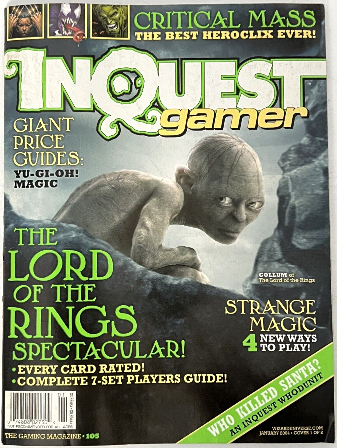 Inquest Gamer Magazine #105 Lord of the Rings Gollum HeroClix Magic January 2004
