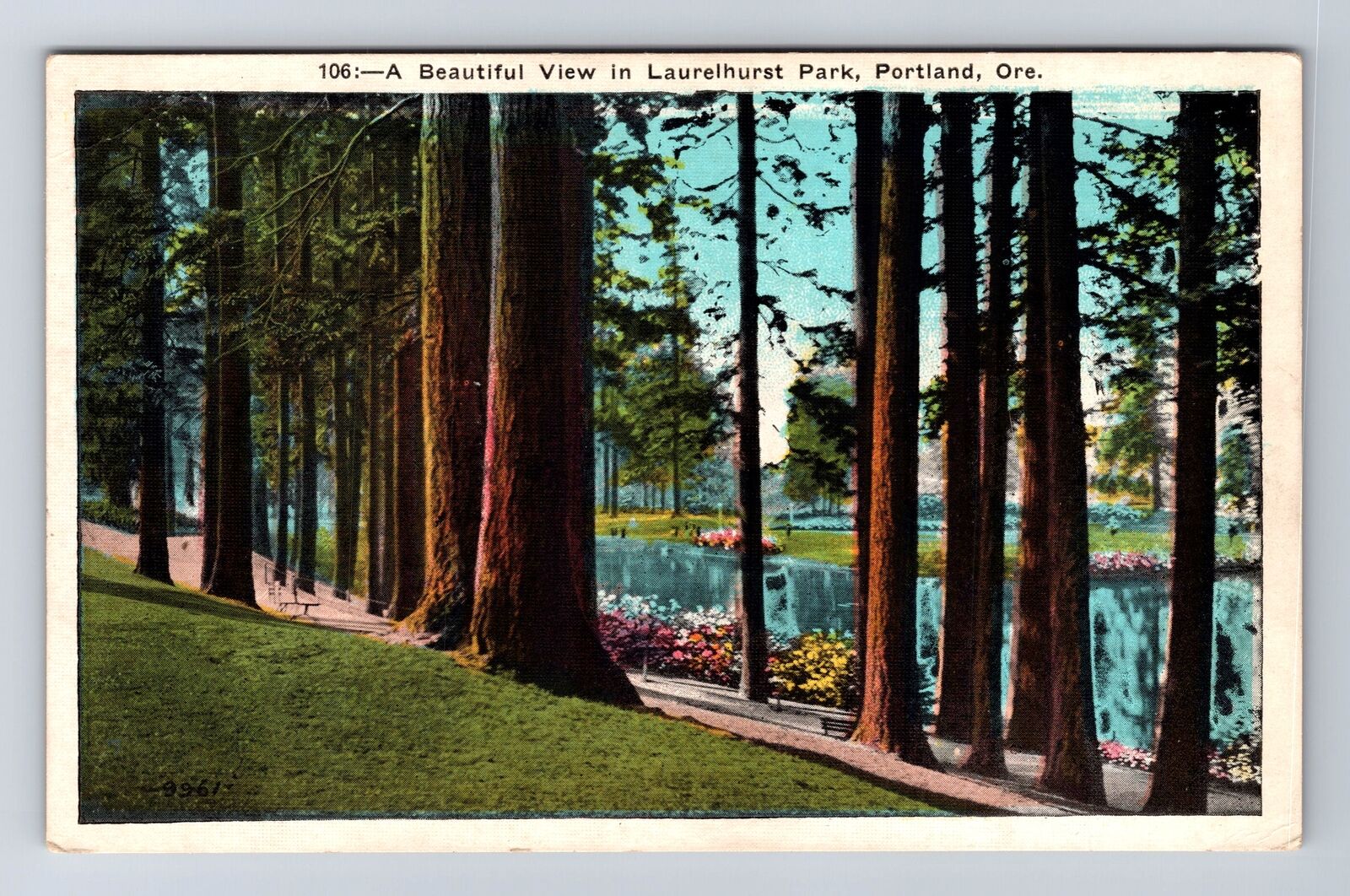 Portland OR-Oregon, A Beautiful View In Laurelhurst Park, Vintage Card Postcard