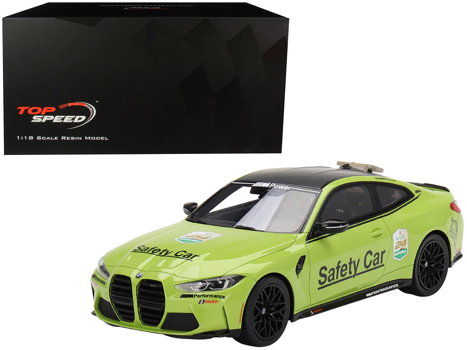 BMW M4 Safety Car Light Green with Carbon Top 24 Hours of Daytona 1/18 Model Car