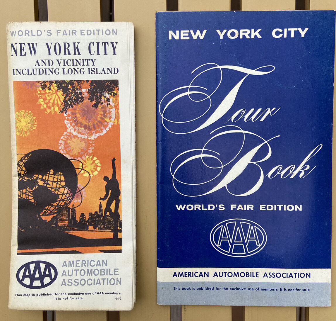 1964 AAA New York City World\'s Fair Edition Vintage Road Map & Tour Book LOT