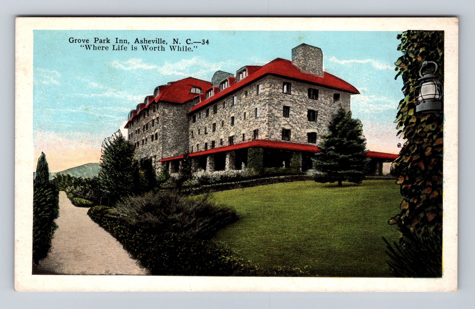 Asheville NC-North Carolina, Grove Park Inn, Advertising, Vintage Postcard