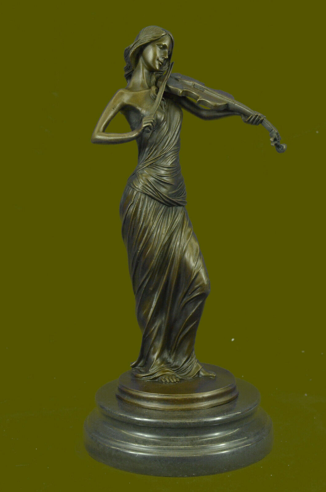 Bronze Sculpture Female Classic Violin Player Musician Music LostWax Statue DEAL