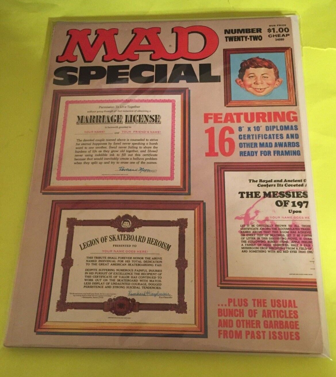 Mad Magazine Special No 22 1977 - With Certificates