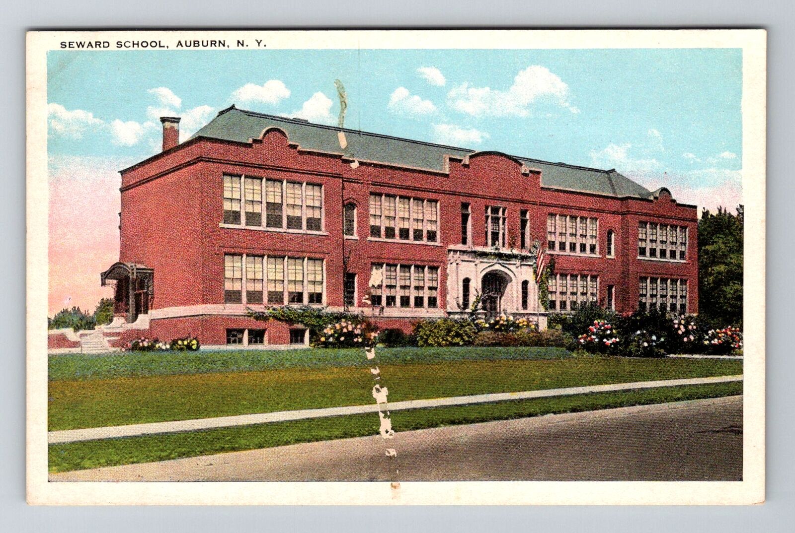 Auburn NY-New York, Seward High School Vintage Souvenir Postcard